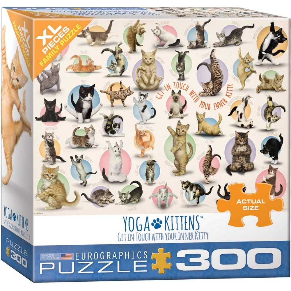 EUROGRAPHICS Yoga Kittens Cats 300-Piece Family Jigsaw Puzzle NEW